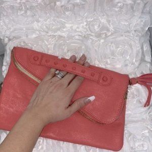 ALDO - Envelope Clutch Pouch Foldover Wallet | Pink Faux Leather | OS